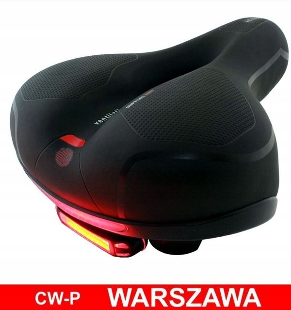 Siodło rowerowe CTB GEL amortyzowane WENTYLOWANE + LAMPKA 10 LED ładow. USB Szerokość 210 mm