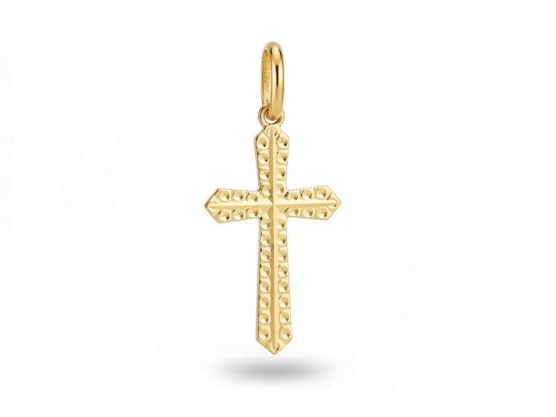 Zlatý diamantový křížek 585 jemný 0.33 g Aktura Pískovaná Křest