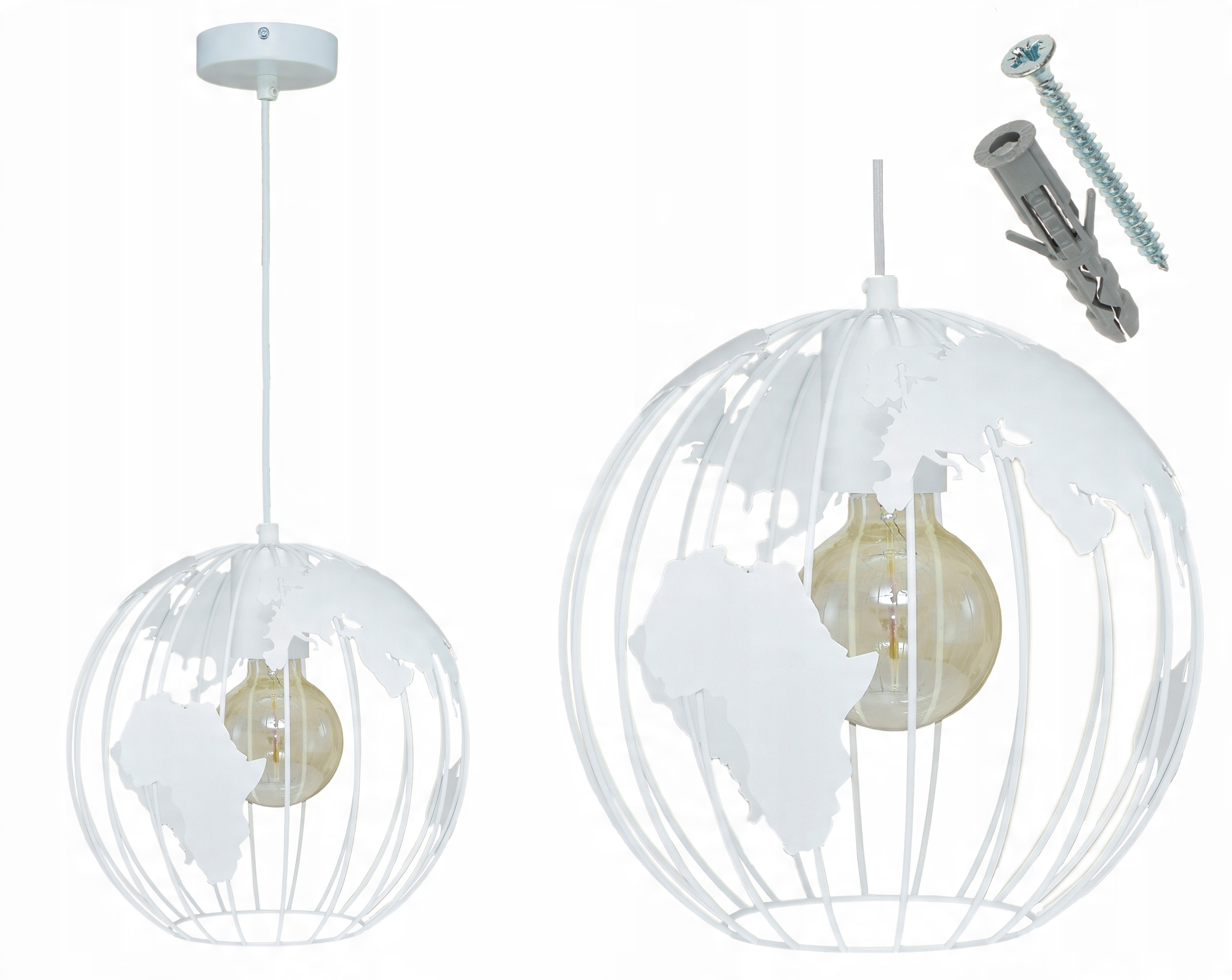 

Lampa Wisząca Globus Biała Żyrandol Pod Led