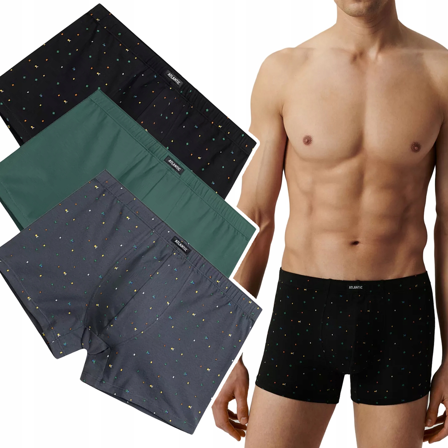 Pánské Boxerky Atlantic 3MH-204 klasické slipy z bavlny 3-PAK M