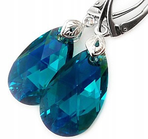 Nejnovější! Krásné krystaly Náušnice Blue Zircon