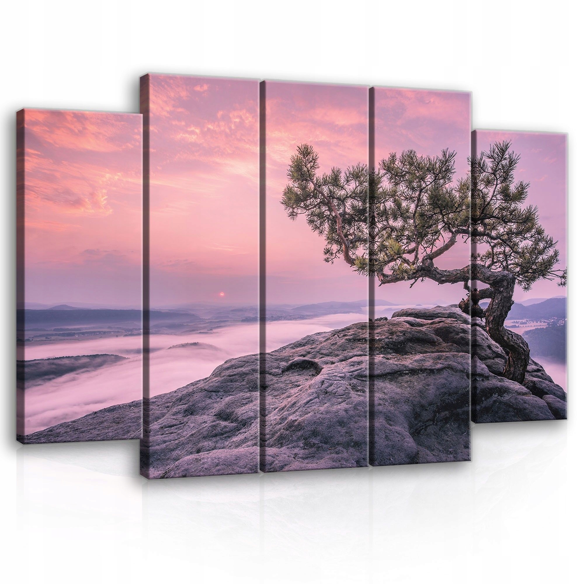 Obraz 150x100 Úsvit súmraku hmla hory skala strom pokoj príroda