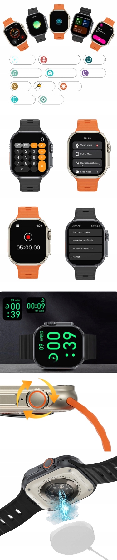 SMARTWATCH ZEGAREK DAMSKI WATCH ROZMOWY MĘSKI PULS SPORT KROKI SMARTBAND Komunikacja Bluetooth NFC