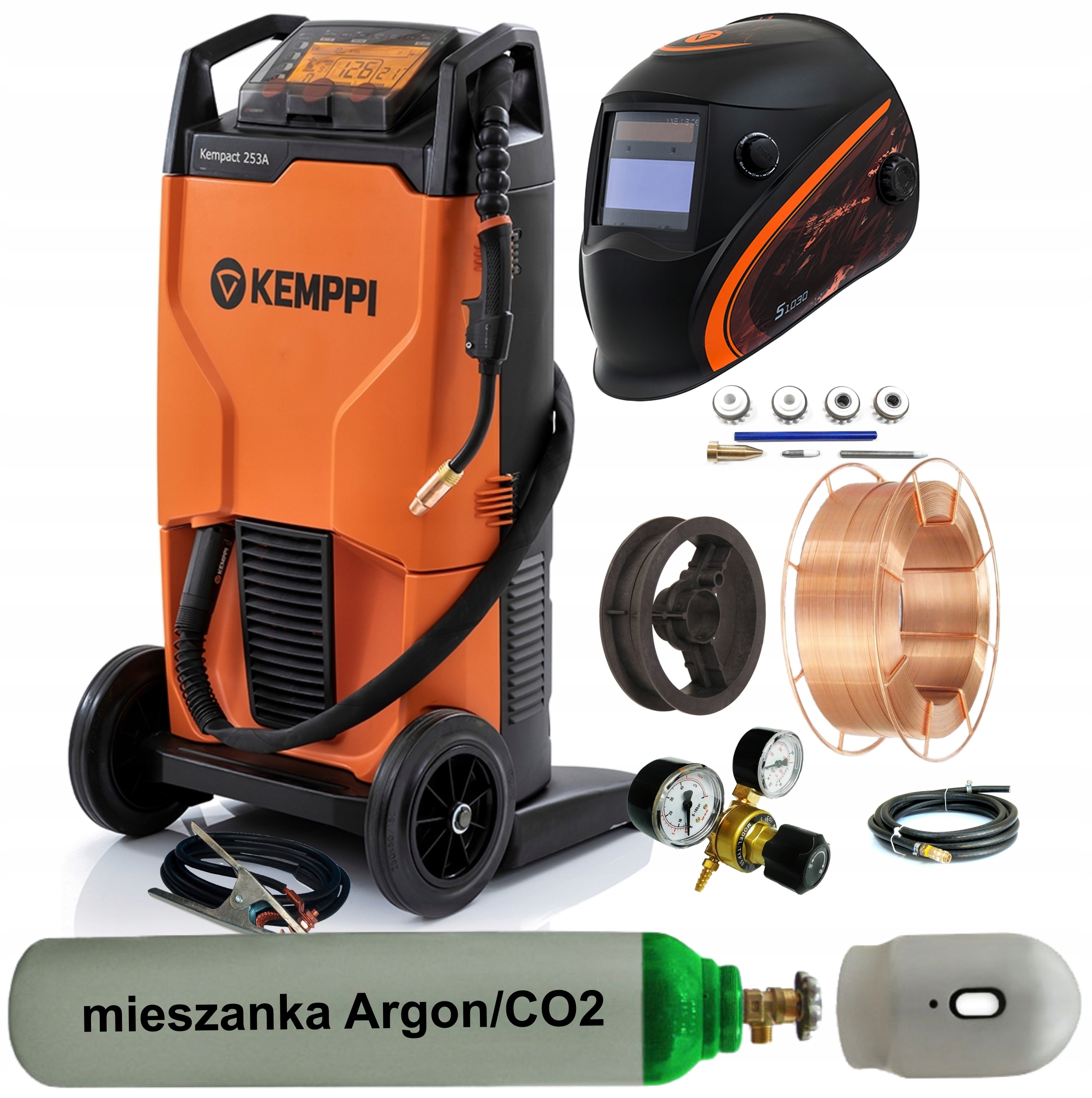 Spawarka migomat Kemppi Kempact 253A drut S1030 uchwyt GXe253G5 5m zestaw