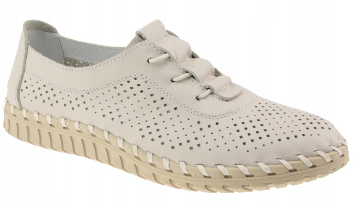 Półbuty Sokolski W26-47 Beżowe Ażurowe Skórzane R. 39