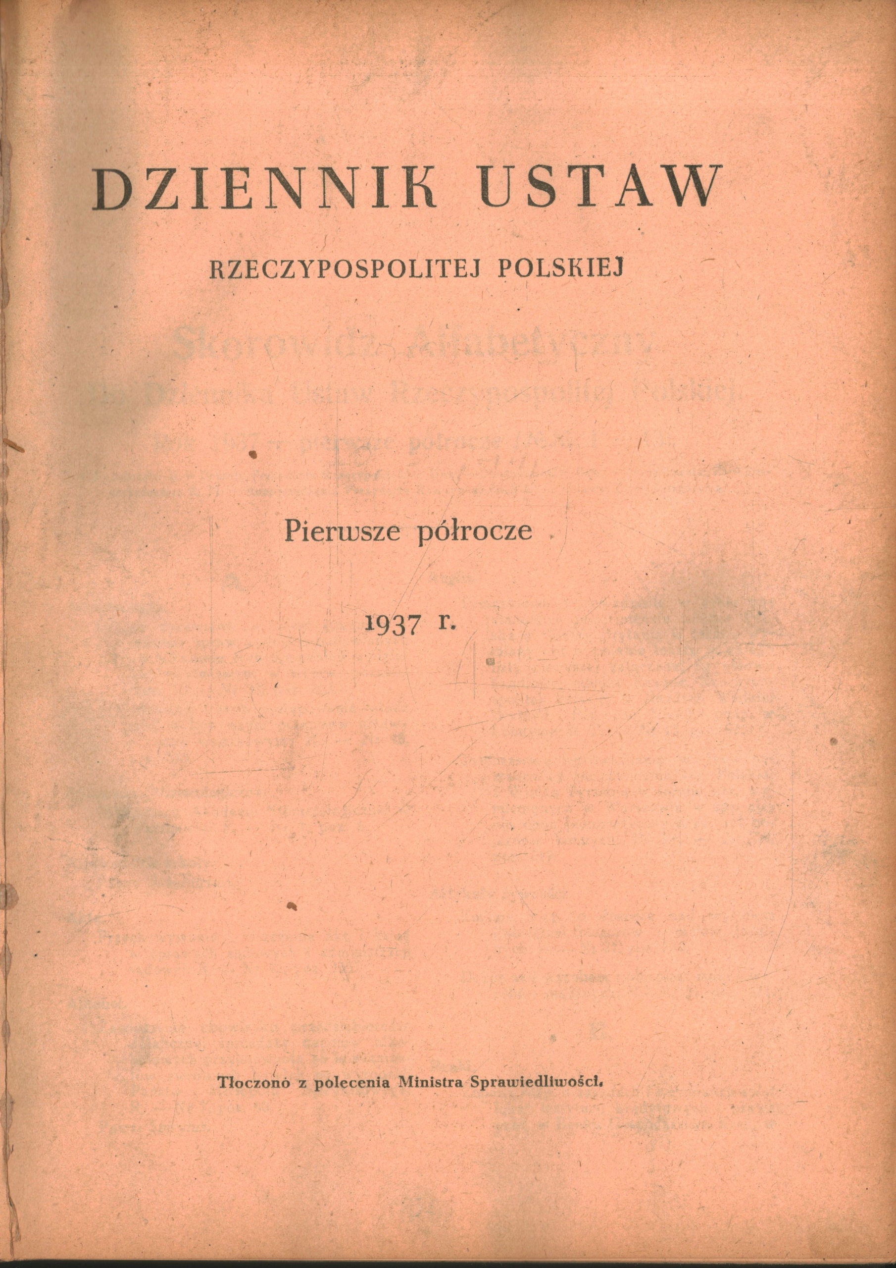 DZIENNIK USTAW RZECZYPOSPOLITEJ POLSKIEJ PIERWSZE PÓŁROCZE 1937