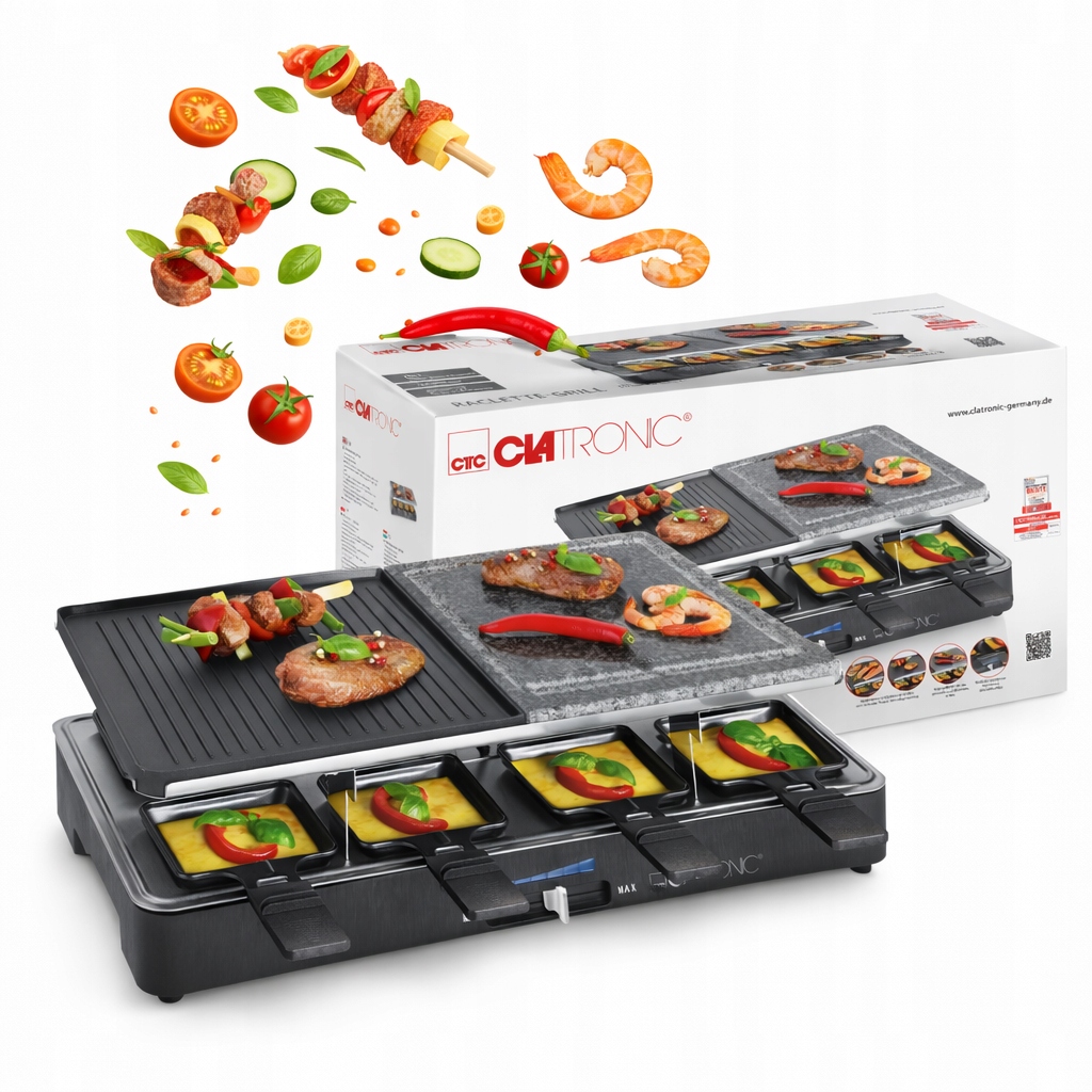Grill Elektryczny raclette dwustronny Dla 8 Osób Kamienny Patelnie 1400W