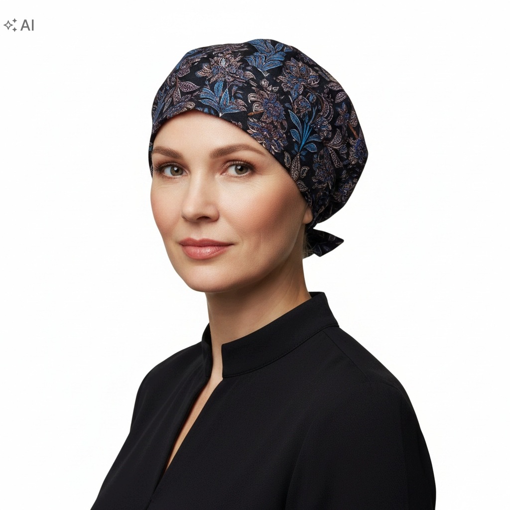 Dámský hedvábný turban Lucja Fiori di Notte, elegantní, s podšívkou z mašlička