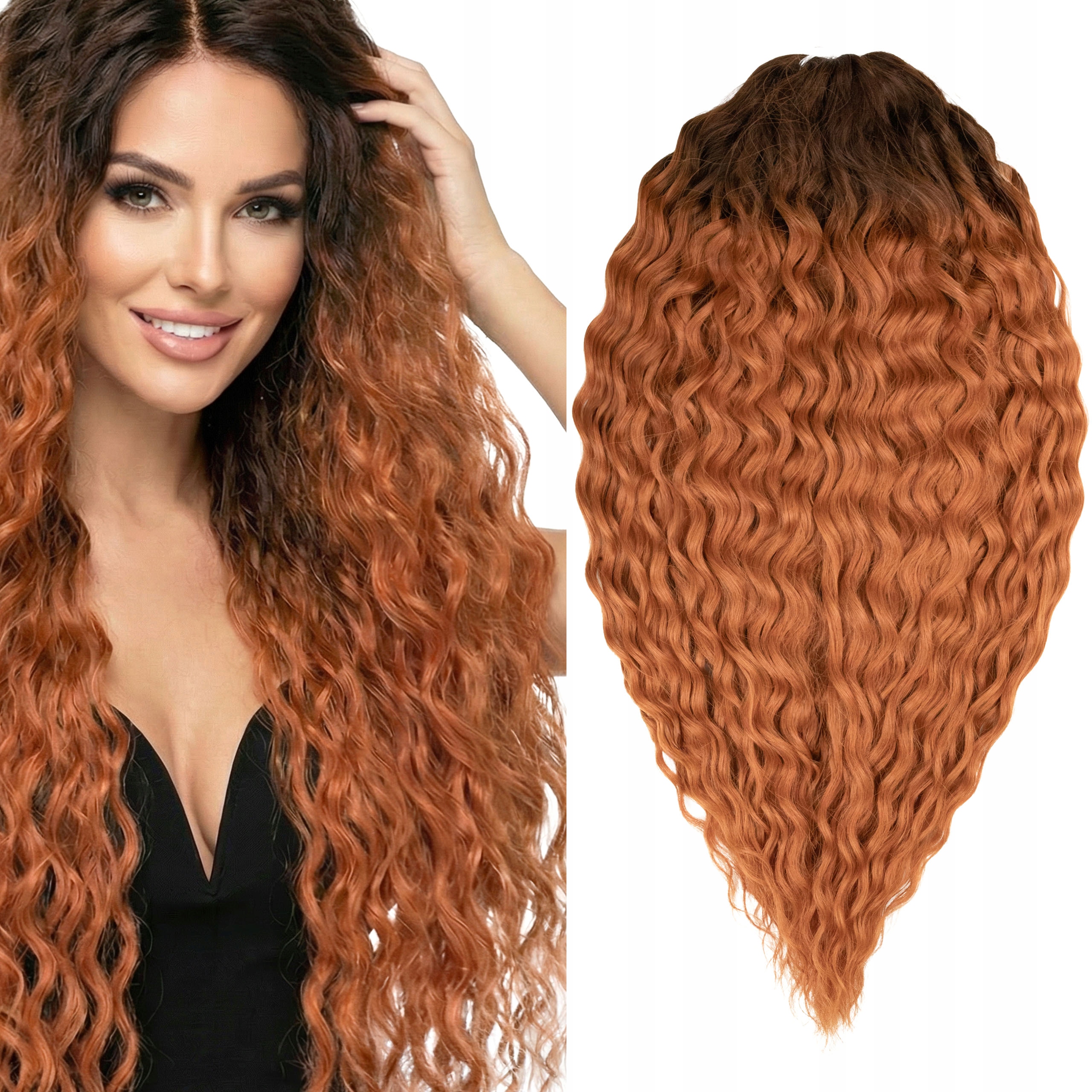 Włosy syntetyczne sztuczne Afroloki Ariel Premium 22" 55cm 300g rude ombre