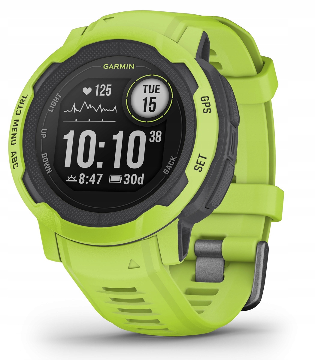 Limonkowy Smartwatch GARMIN Instinct 2 Funkcje lokalizator GPS alarm