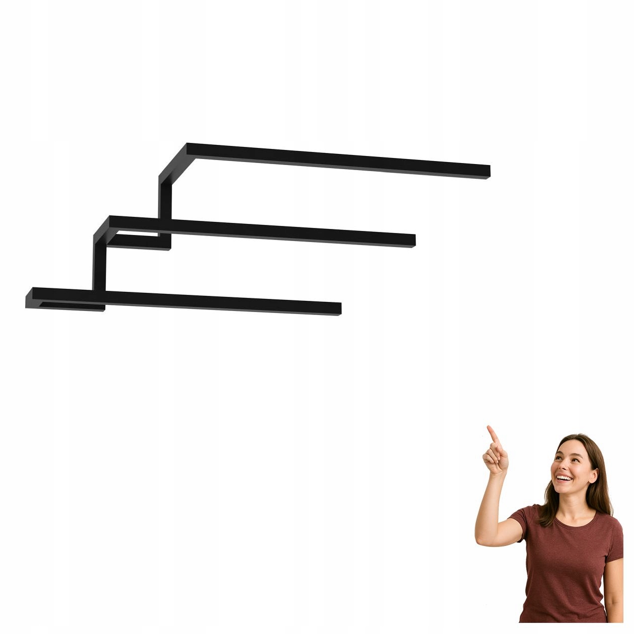 Černý nástěnný koupelnový kaskádový věšák na 3 ručníky Bathroom Organiza
