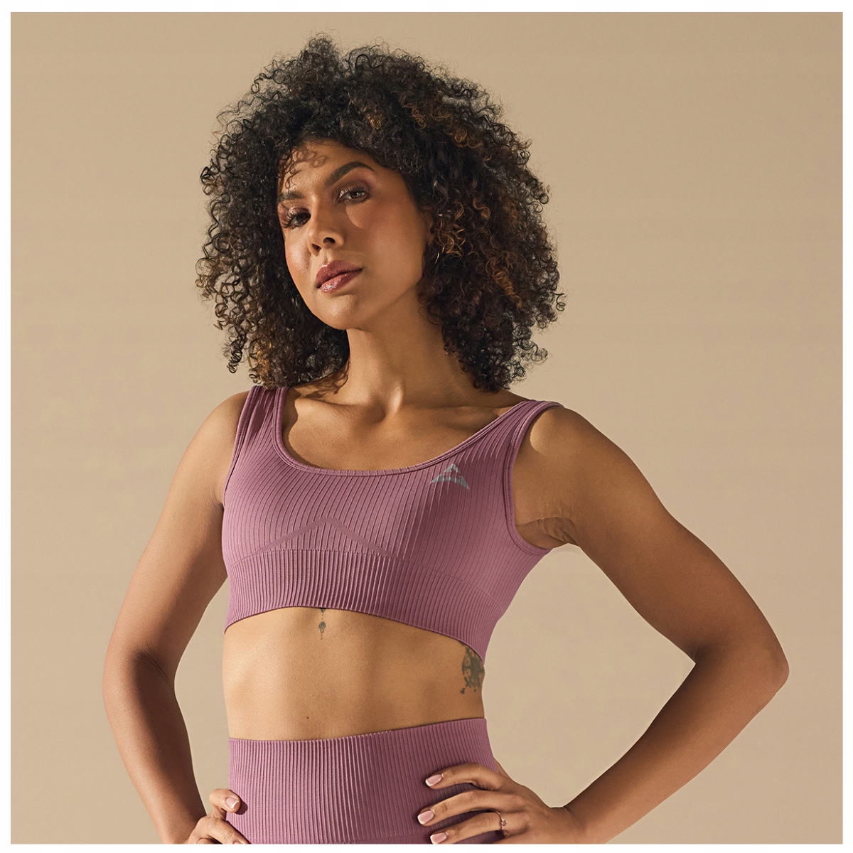 Allwear Bezszwowy Top Sportowy Dusty Pink L Fitness Oddychający Dopasowany
