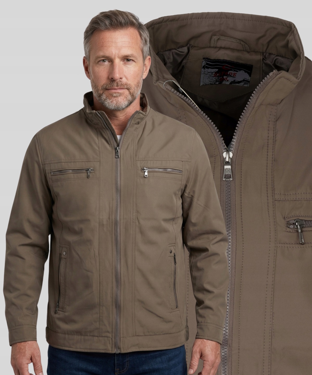 Kurtka męska Przejściowa Wiosenna Ciemnobeżowa L