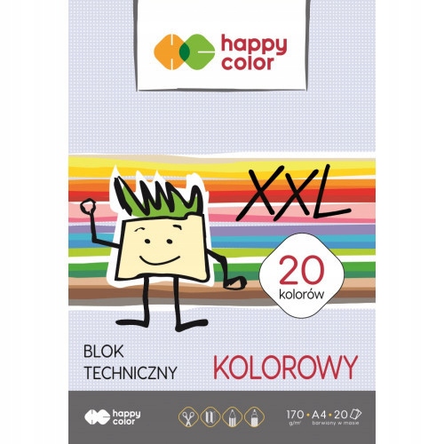 

Blok techniczny Happy Color kolorowy, 20 A4