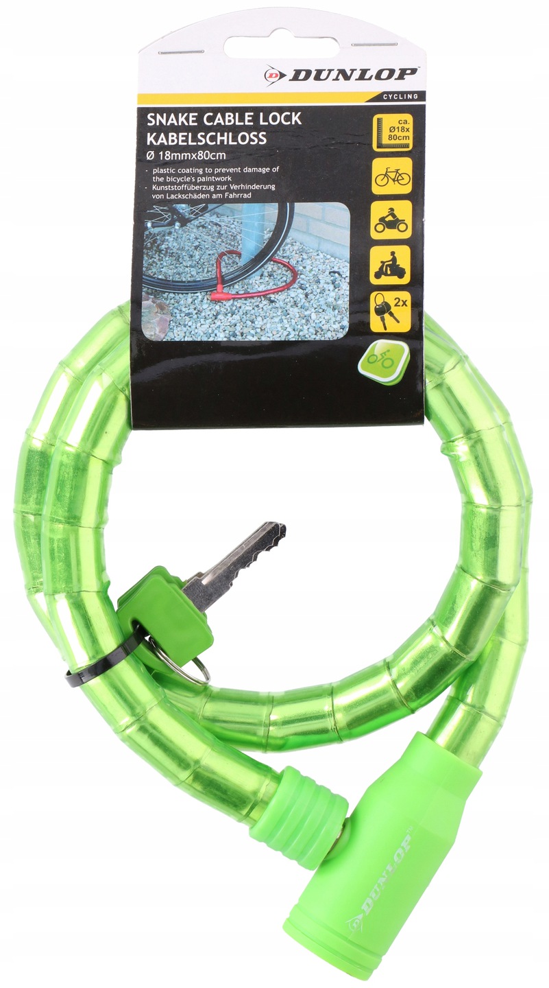 DUNLOP Zapięcie do roweru BLOKADA LINKA 1,8x80 cm Rodzaj linka