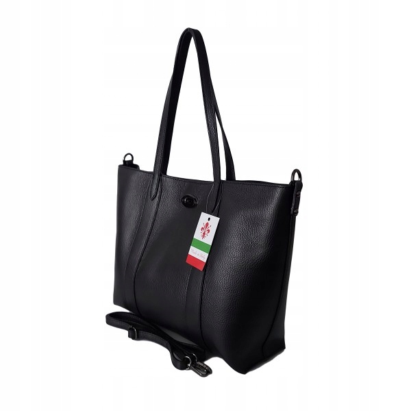 Stylová Velká Italská Taška Z Přírodní Kůže – Klasická Černá Shopperka
