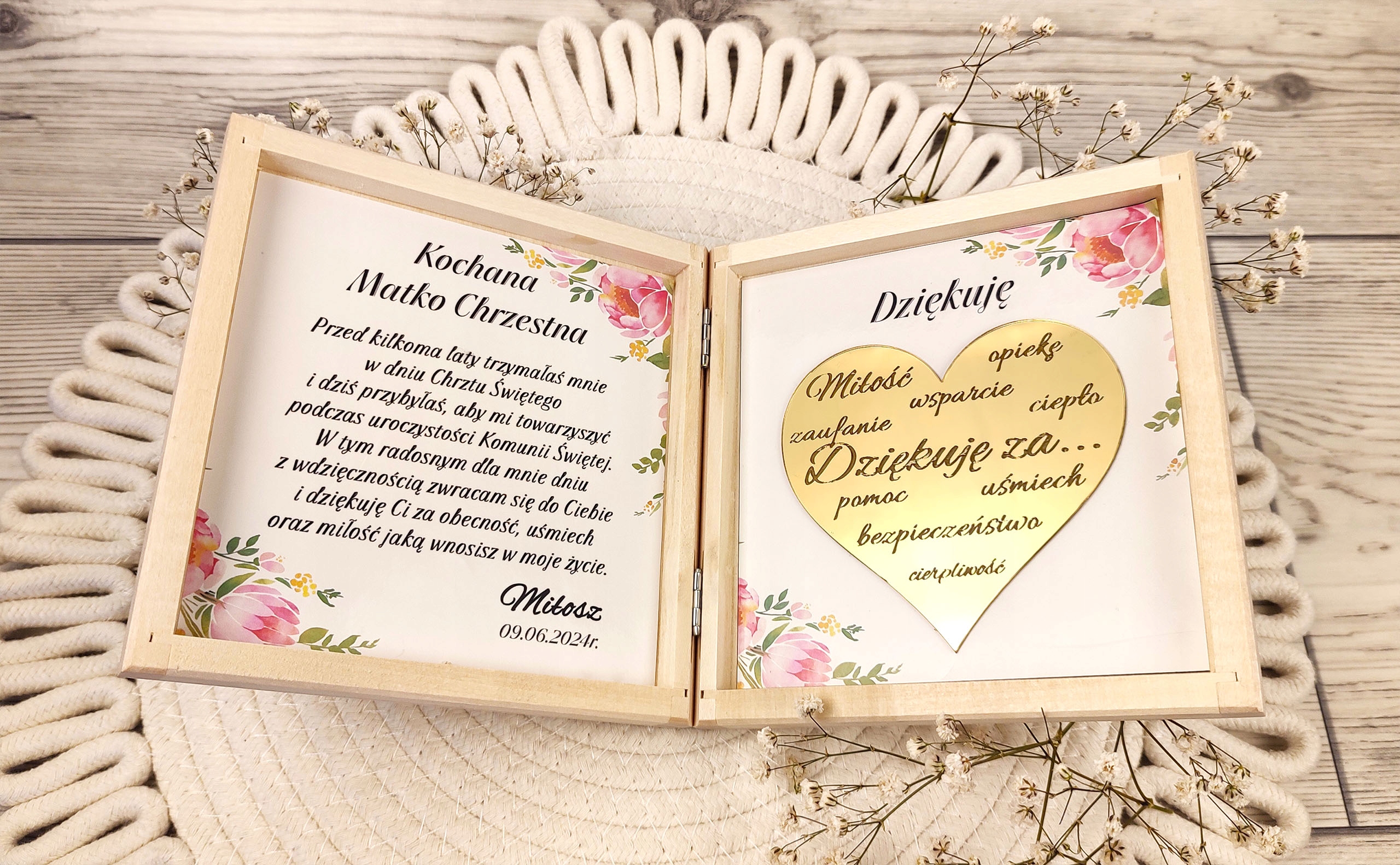 PODZIĘKOWANIE NA KOMUNIA ŚWIĘTA PREZENT DLA CHRZESTNYCH DZIADKÓW SERCE IHS Marka inna
