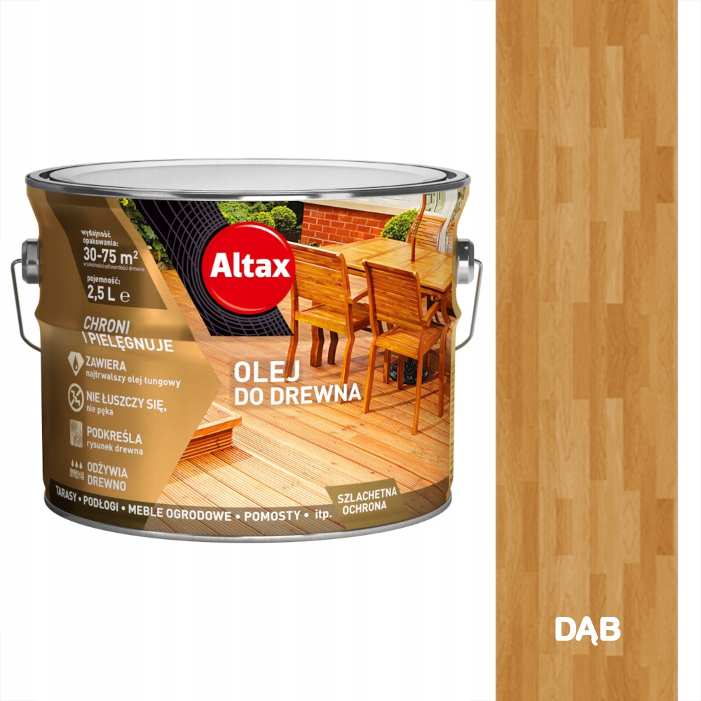 

Olej do drewna tarasów Altax Dąb 2,5L