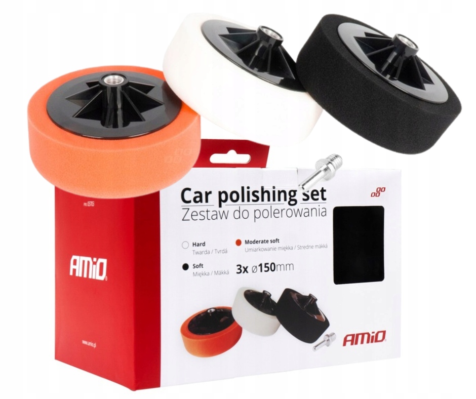 Zestaw gąbek do polerowania gąbki polerskie 3x150mm adapter M14 AMIO-03703