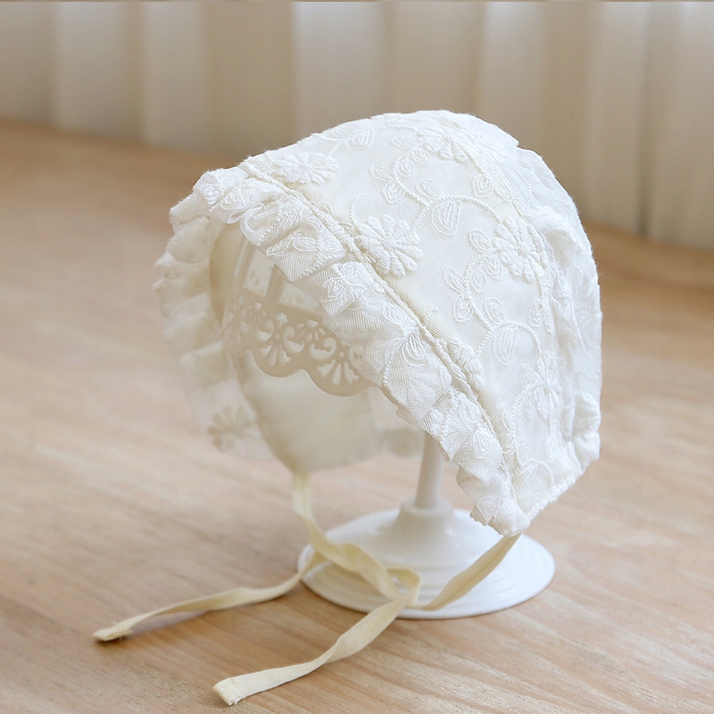 TIULOWA czapka bonetka KORONKOWA BIAŁA CHRZEST okazje WIZYTOWA 68-74-80-86 Rozmiar 68-86 cm