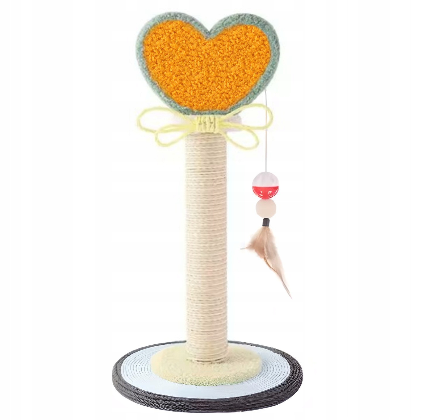 Levně Srdce Roztomilý sisalový škrabadlo pro kočky s míčkem 52 cm