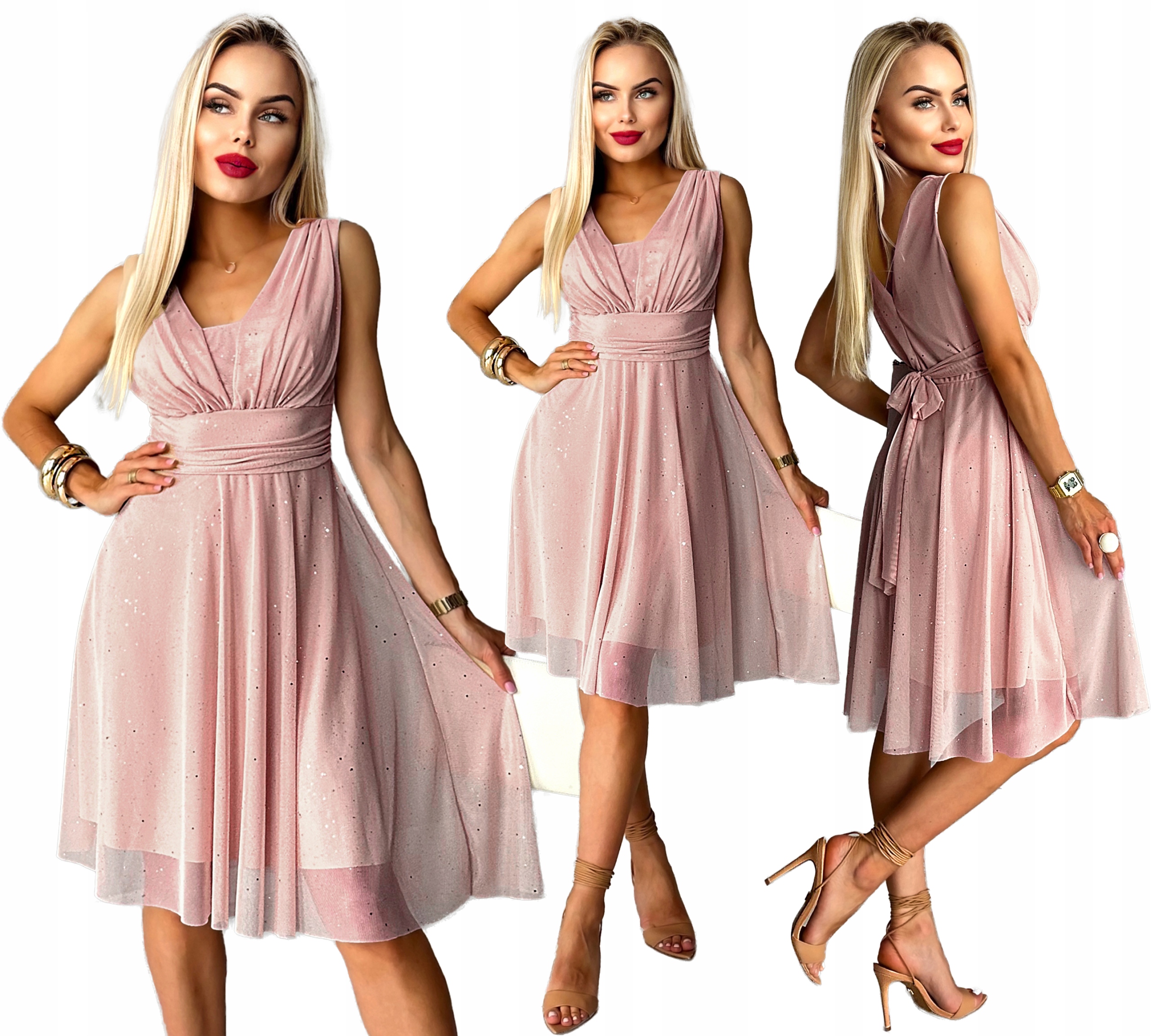 Elegantní Šaty Dámská prošívaná vizitková šifonová brokátová S M Aisha