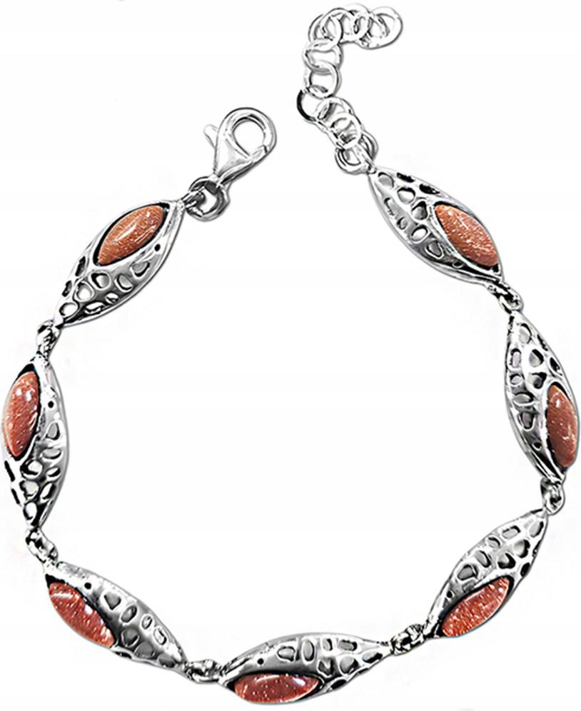 Stříbrný náramek 925 mandle třpytivý kámen moderní módní vzor