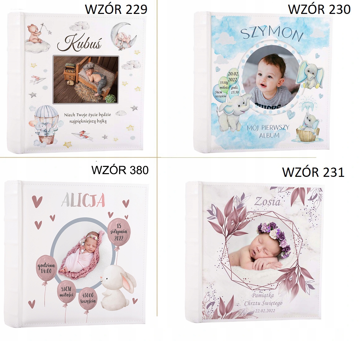 ALBUM NA ZDJĘCIA DZIECIĘCY DZIECKO NADRUK PERSONALIZOWANY Kolor kart biały