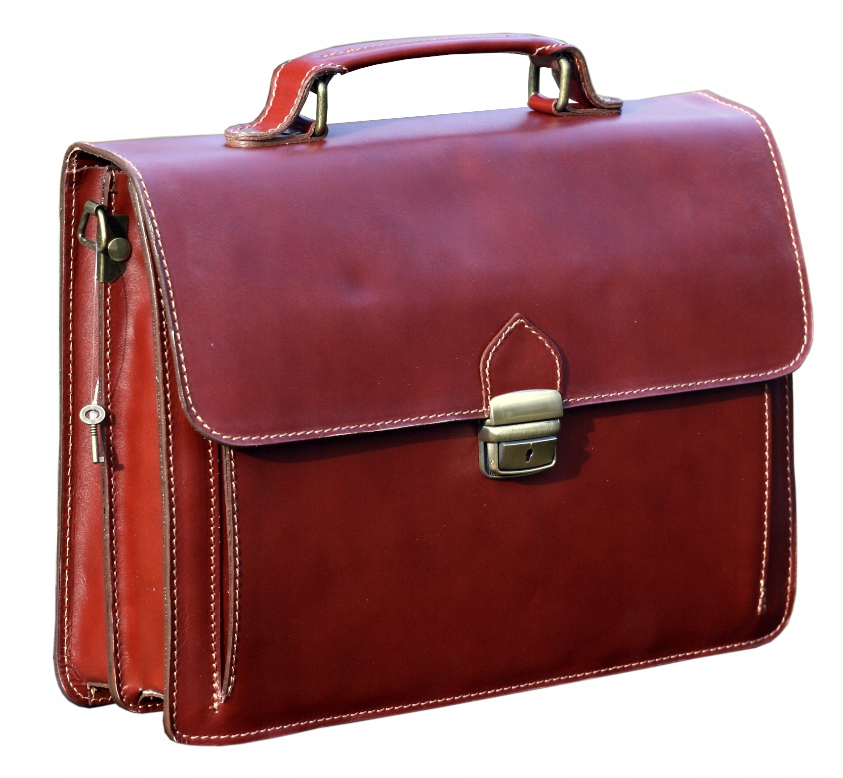 Pánská kožená aktovka přes rameno hnědá italská 3 komory malá