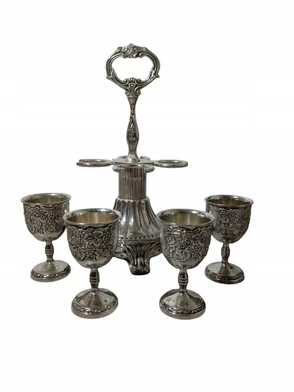 ANTYCZNY STOJAK Z CZTEREMA KIELISZKAMI NA JAJKA