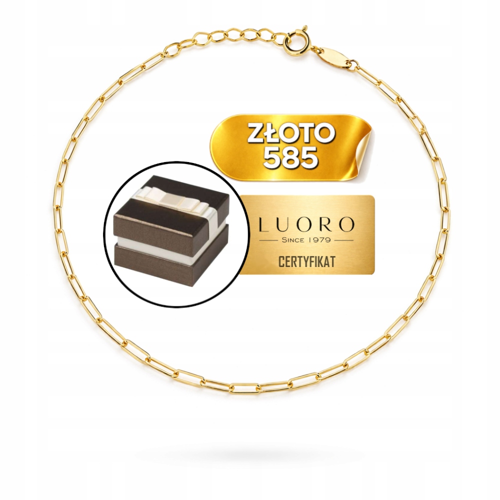 Náramek Zlatý 585 14K Oválné Články 17 CM Elegantní, Jemný