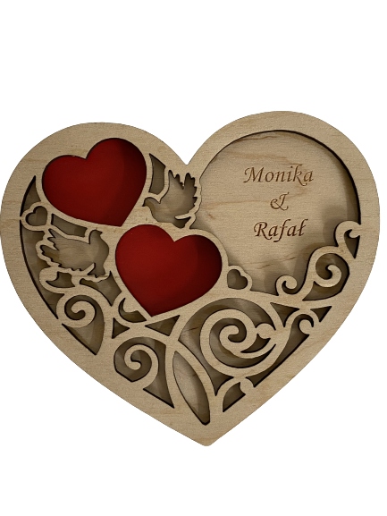 

Tacka obrączki ślub grawer pudełko serce dekoracje