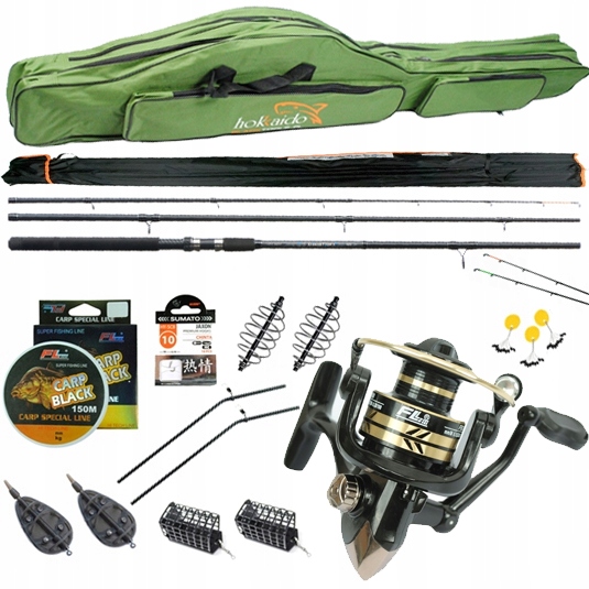 Zestaw Wędkarski wędka Jaxon Feeder kołowrotek Pokrowiec akces method Z83