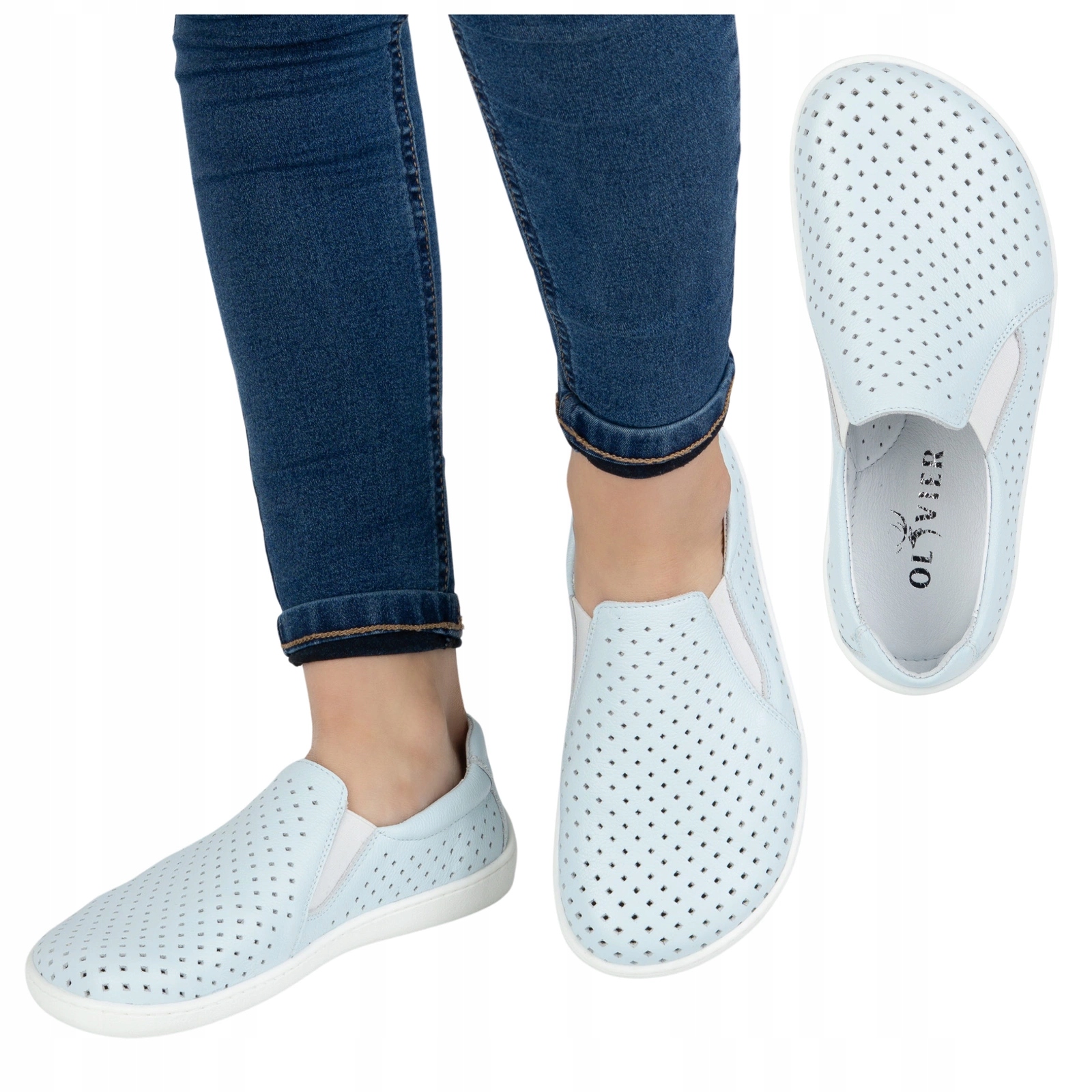 Barefoot Dámské minimalistické ažurové nazouvací boty 1308POL modré, velikost 42