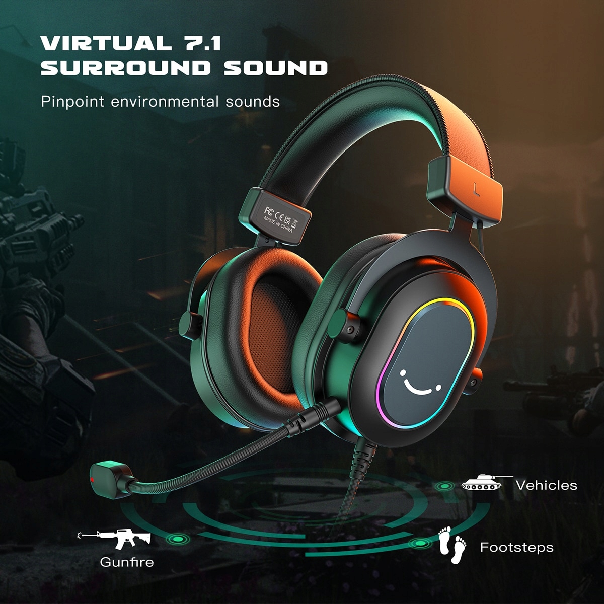 Fifine Dynamic RGB Gaming Headset with Mic Stan opakowania oryginalne