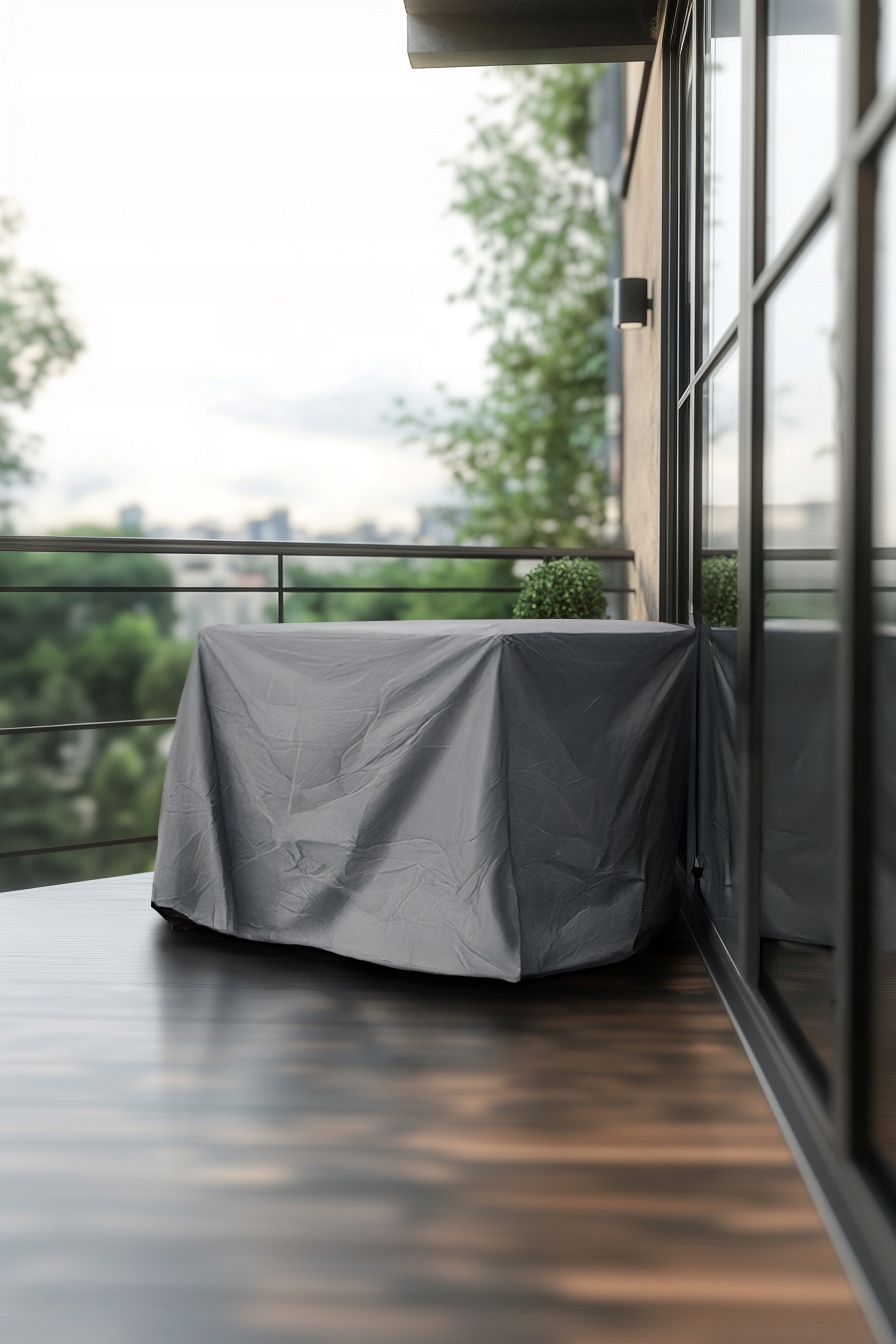 POKROWIEC NA MEBLE OGRODOWE PLANDEKA SZARY wodoodporny STÓŁ KRZESŁA 250x150 Wysokość produktu 75 cm