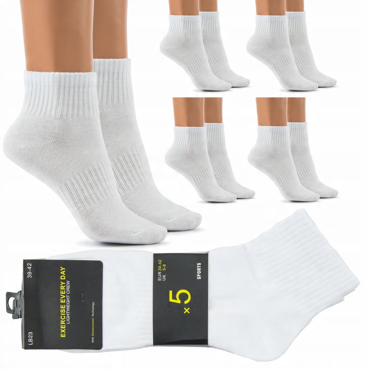

Białe Bawełniane Skarpetki damskie Sportowe 35-38