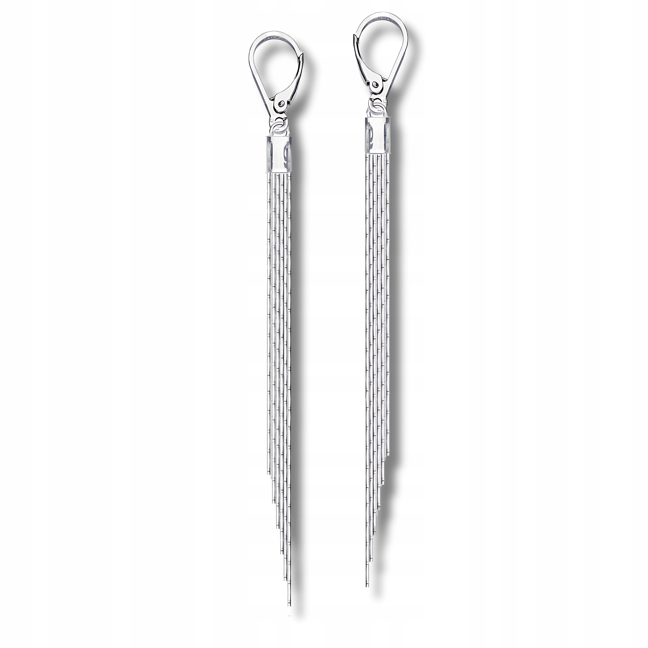 Stříbrné 925 dlouhé náušnice 9 cm z řetízků cardano Krabička ozdobná