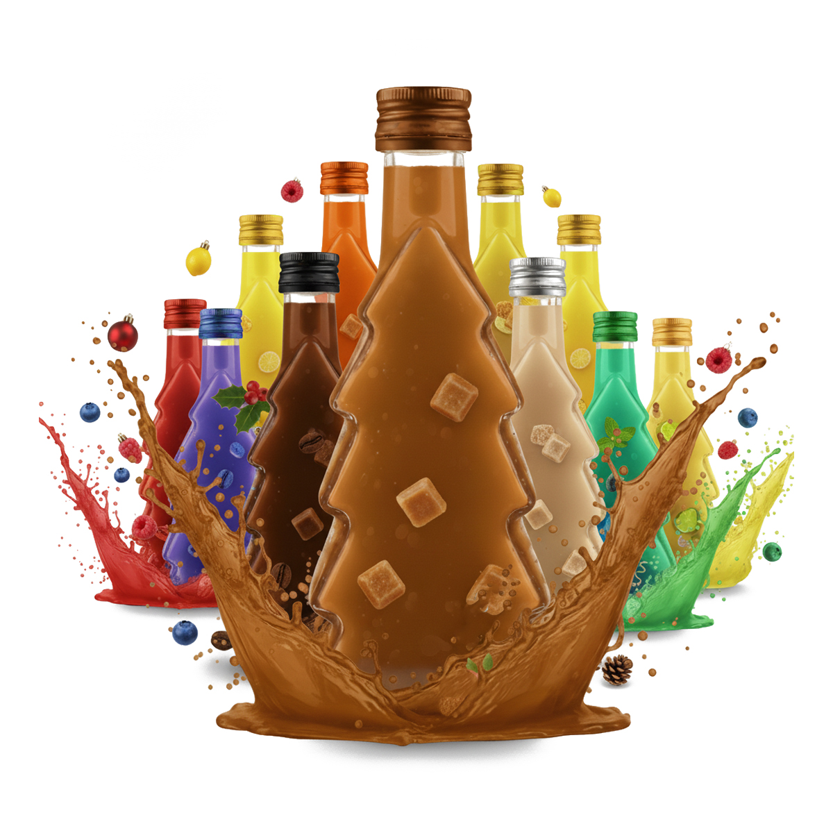 20x lahvičky Vánoční Stromček 250ml Vánoční Lahev na likéry džusy Dárek