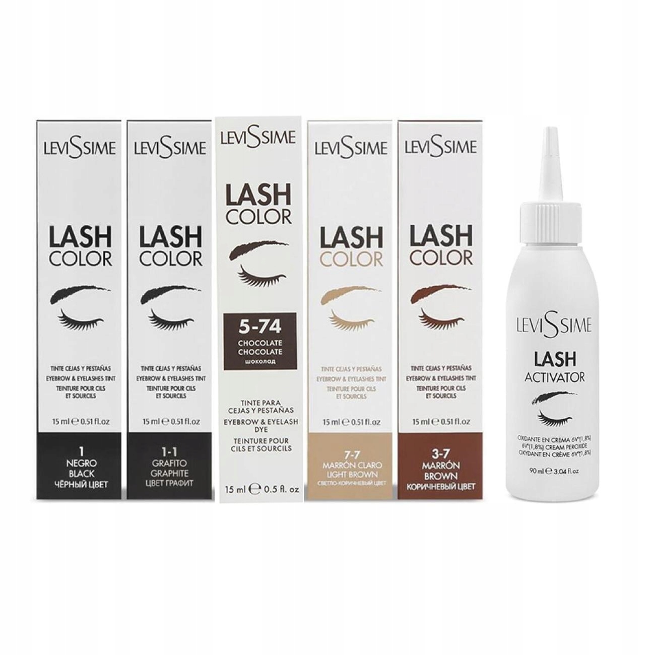 LeviSsime Sada barev Lash Color 5 barev Oxidant Activator 1,8% 90 ml