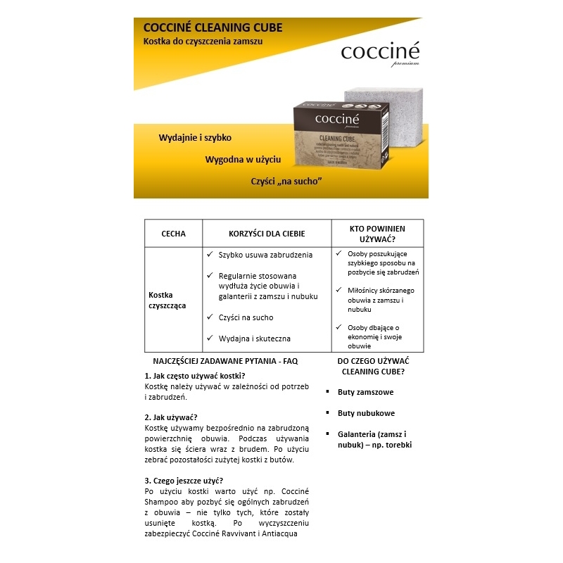 KOSTKA GUMKA CZYŚCIK DO ZAMSZU NUBUKU DO SKÓRY Marka Coccine
