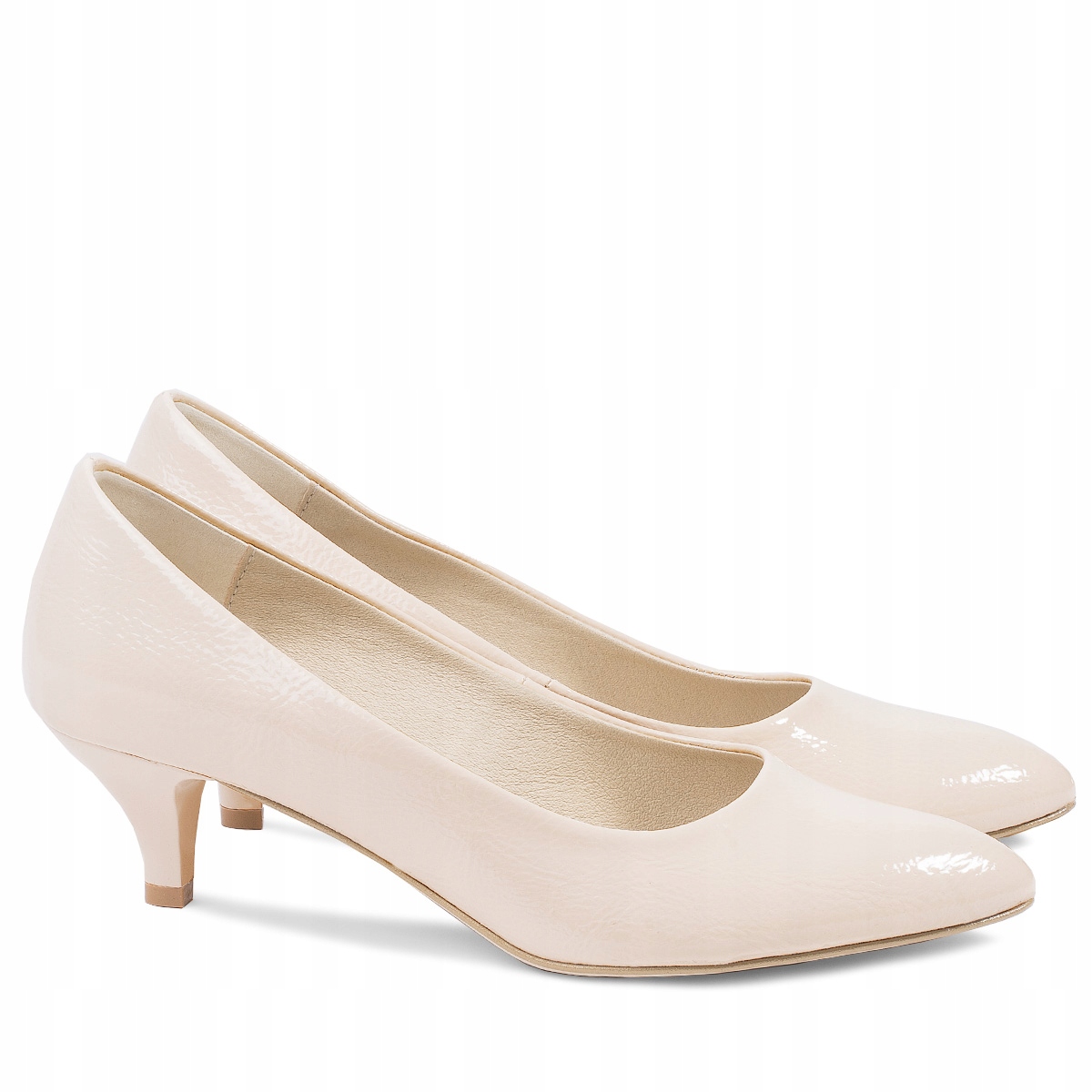 

Brilu Lakierowane Szpilki Niski Obcas Beżowe 39