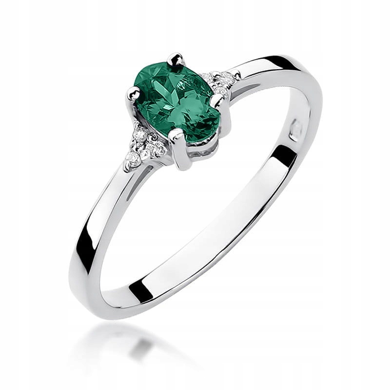 Prstýnek s bílým zlatem a smaragdem r20