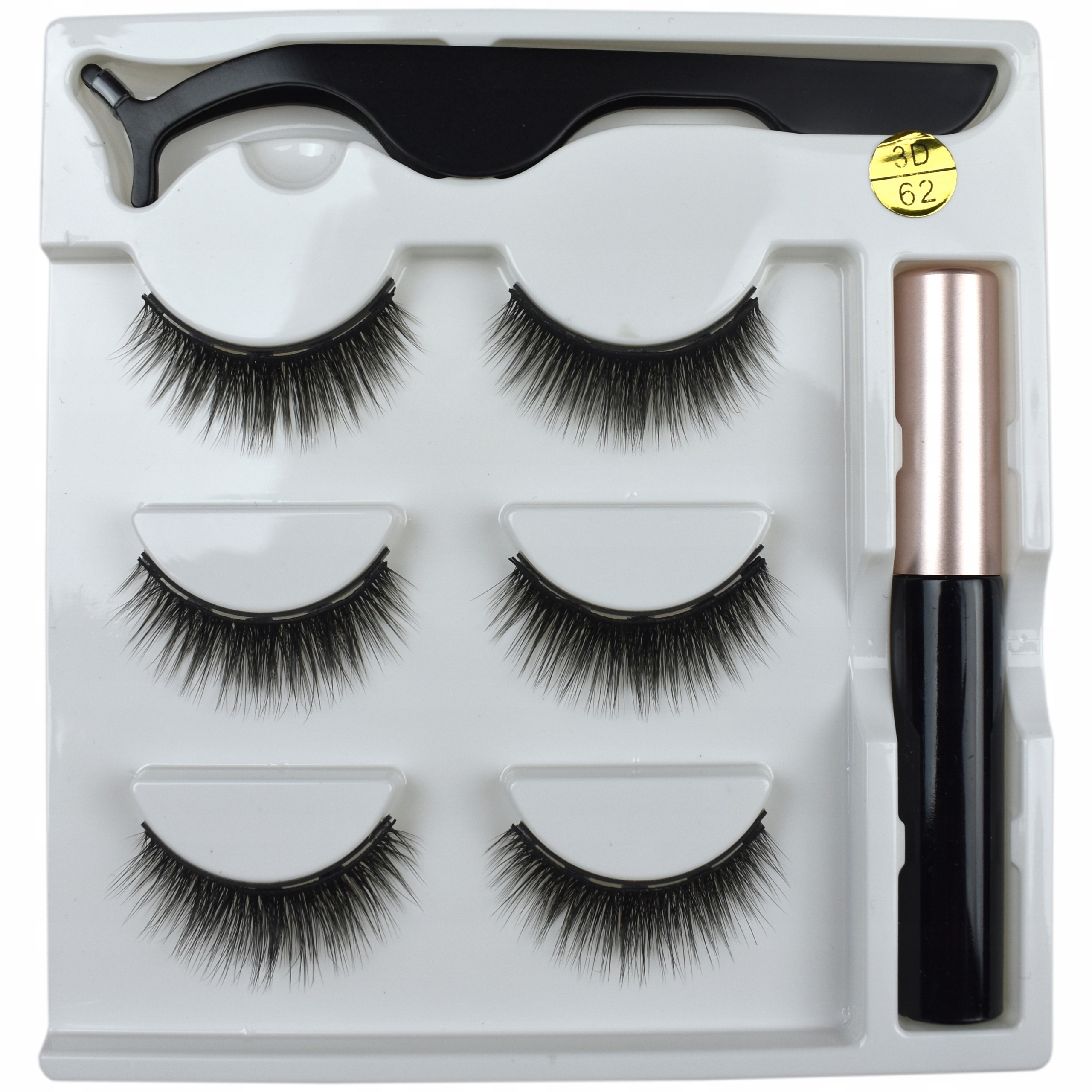 2x Magnetické umělé řasy Sada 3 párů Peseta Eyeliner