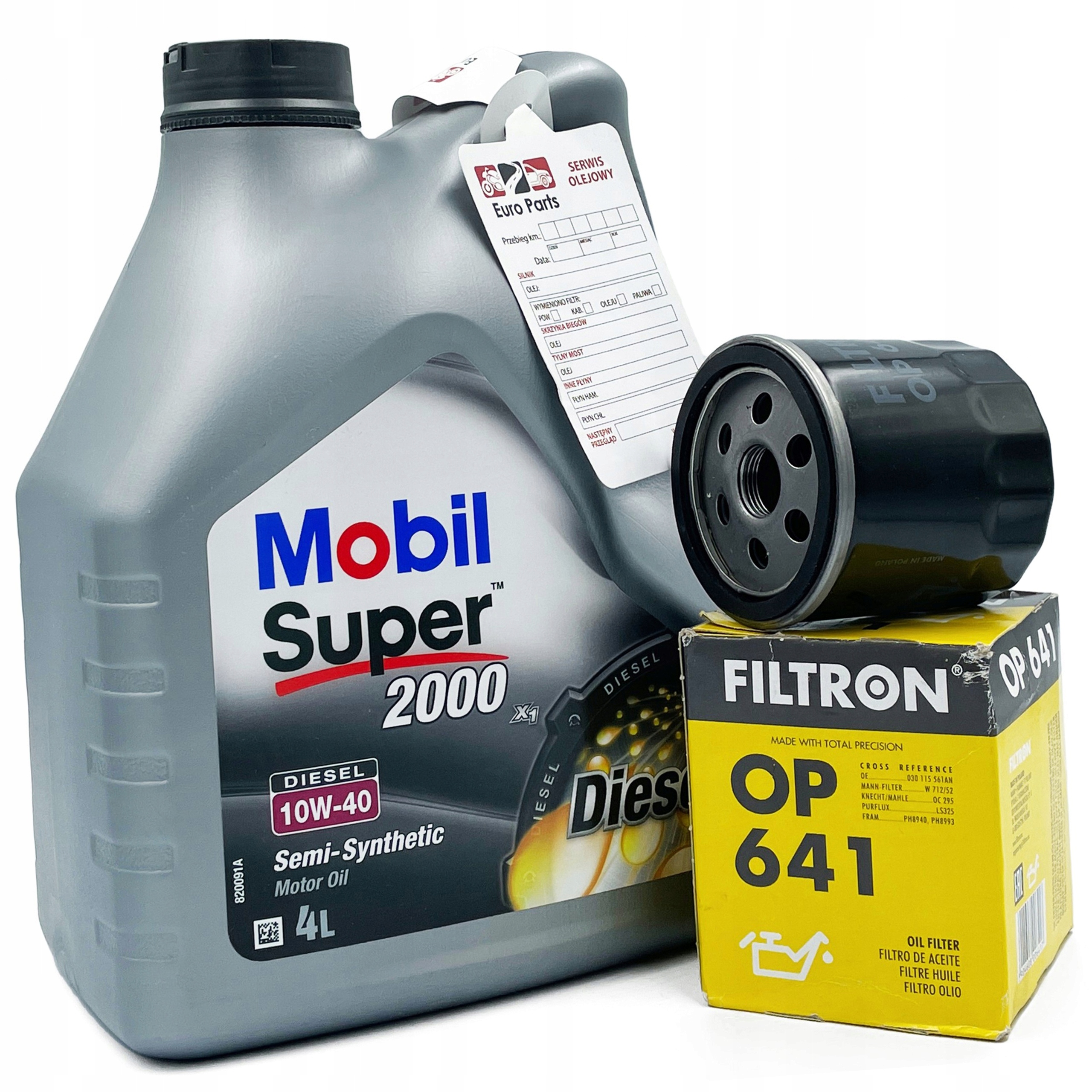 Olej Mobil S 2000 X1 Td 10W40 4L filtr oleju Filtron OP641