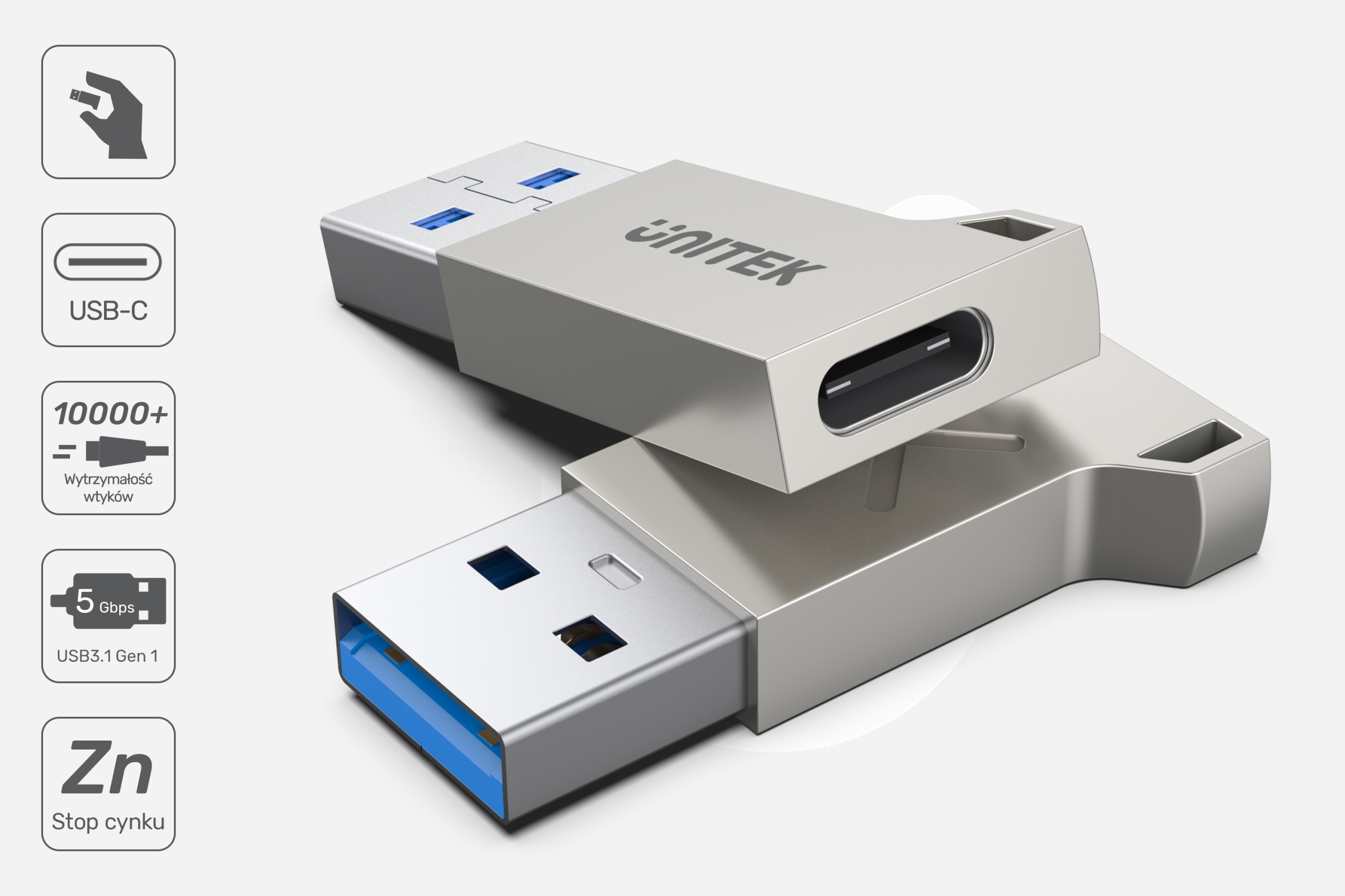Unitek adapter USB-A na USB-C 3.1 Gen1 A1034NI Marka Unitek
