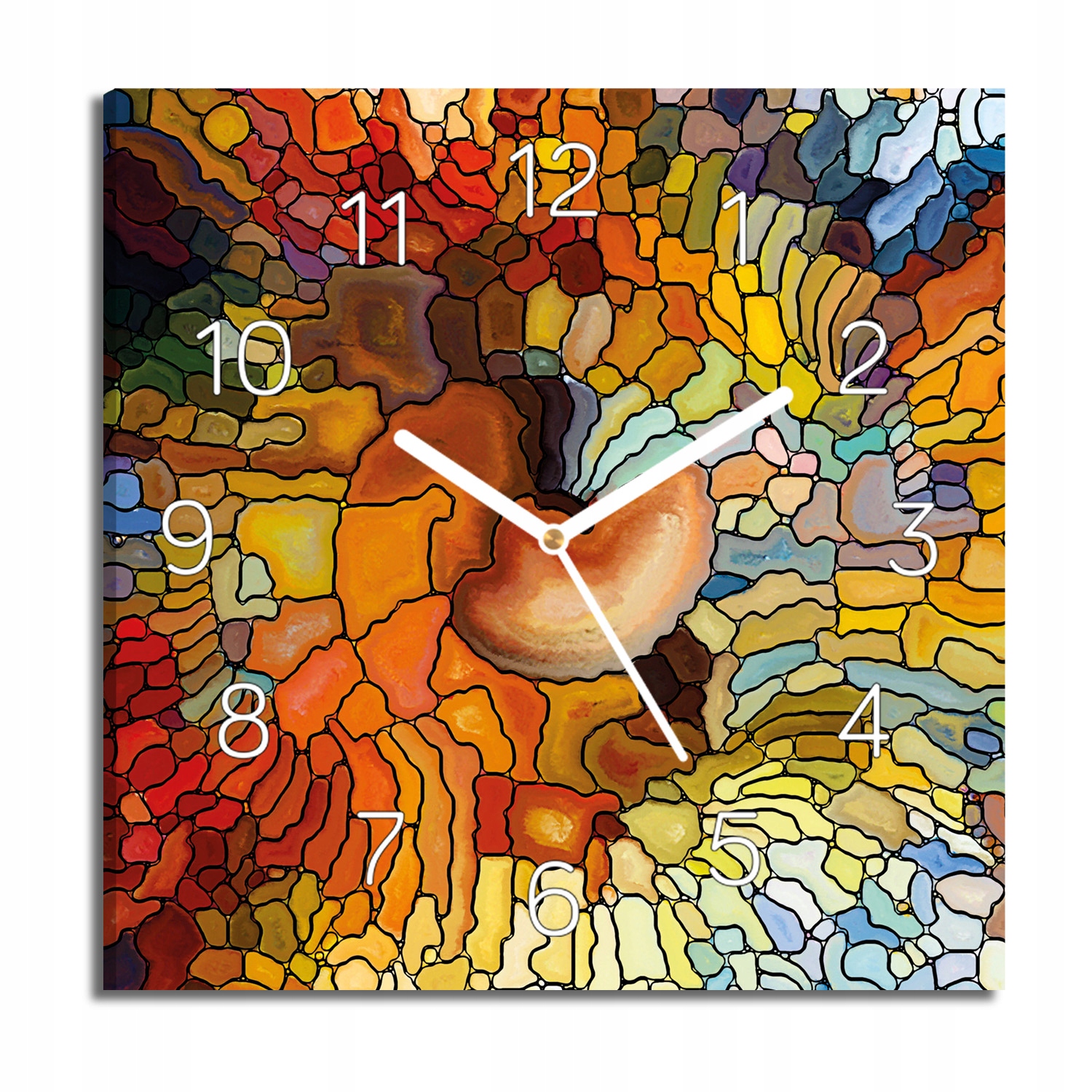 nástěnné hodiny canvas Evoluce vitráže 30x30 tiché