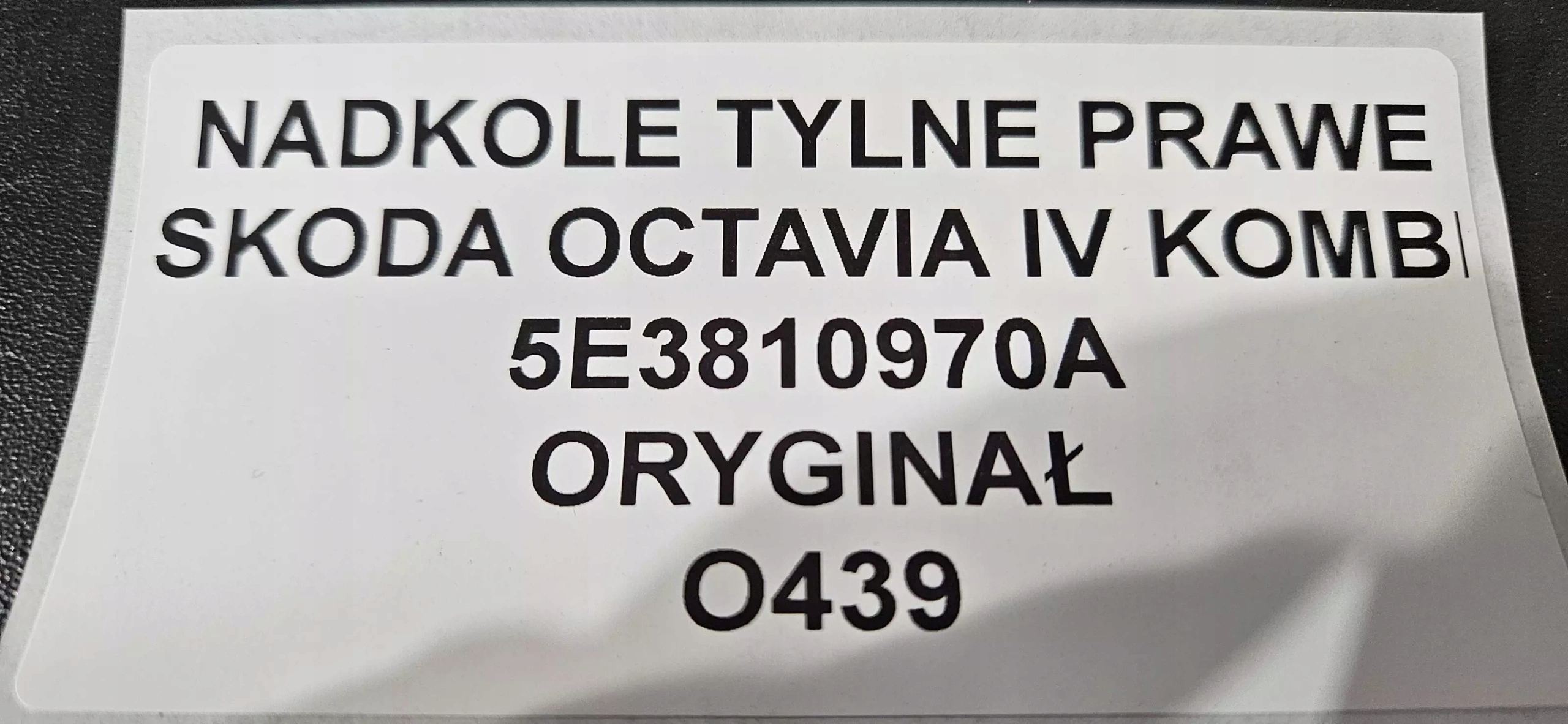 mudguard rear. right SKODA OCTAVIA IV KOMBI ORYG