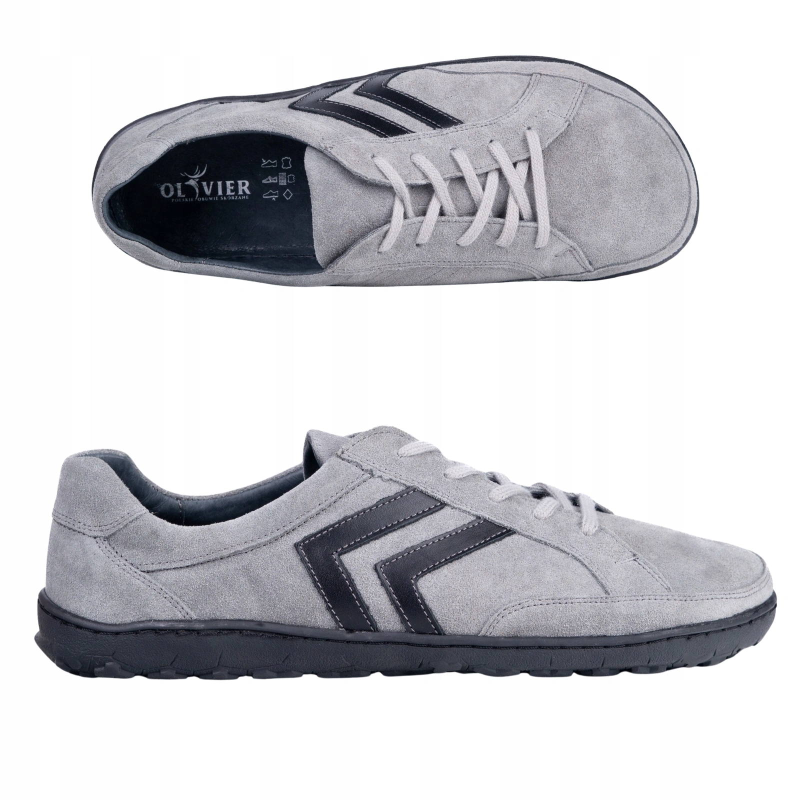 Buty barefoot męskie skórzane Pivot zero drop anatomiczny nosek szare 46