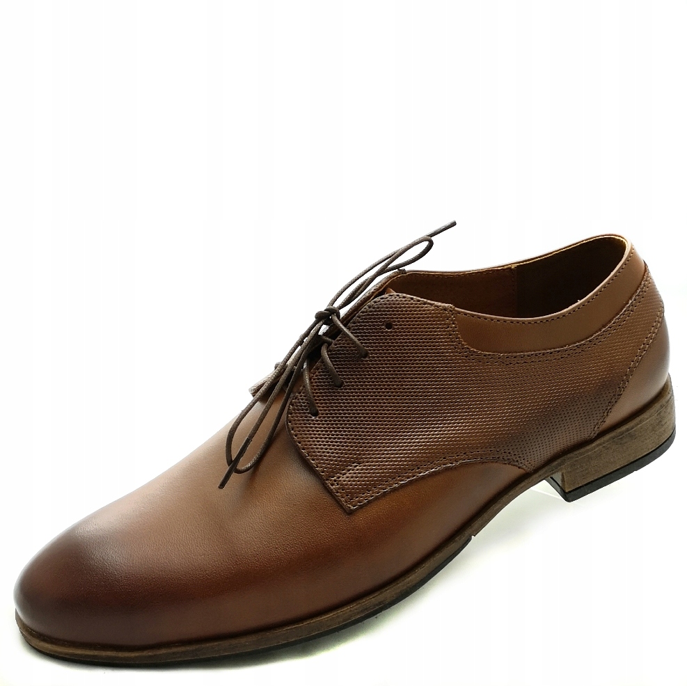 Elegantní pánské kožené polobotky s oblekovým vzorem hnědé 725